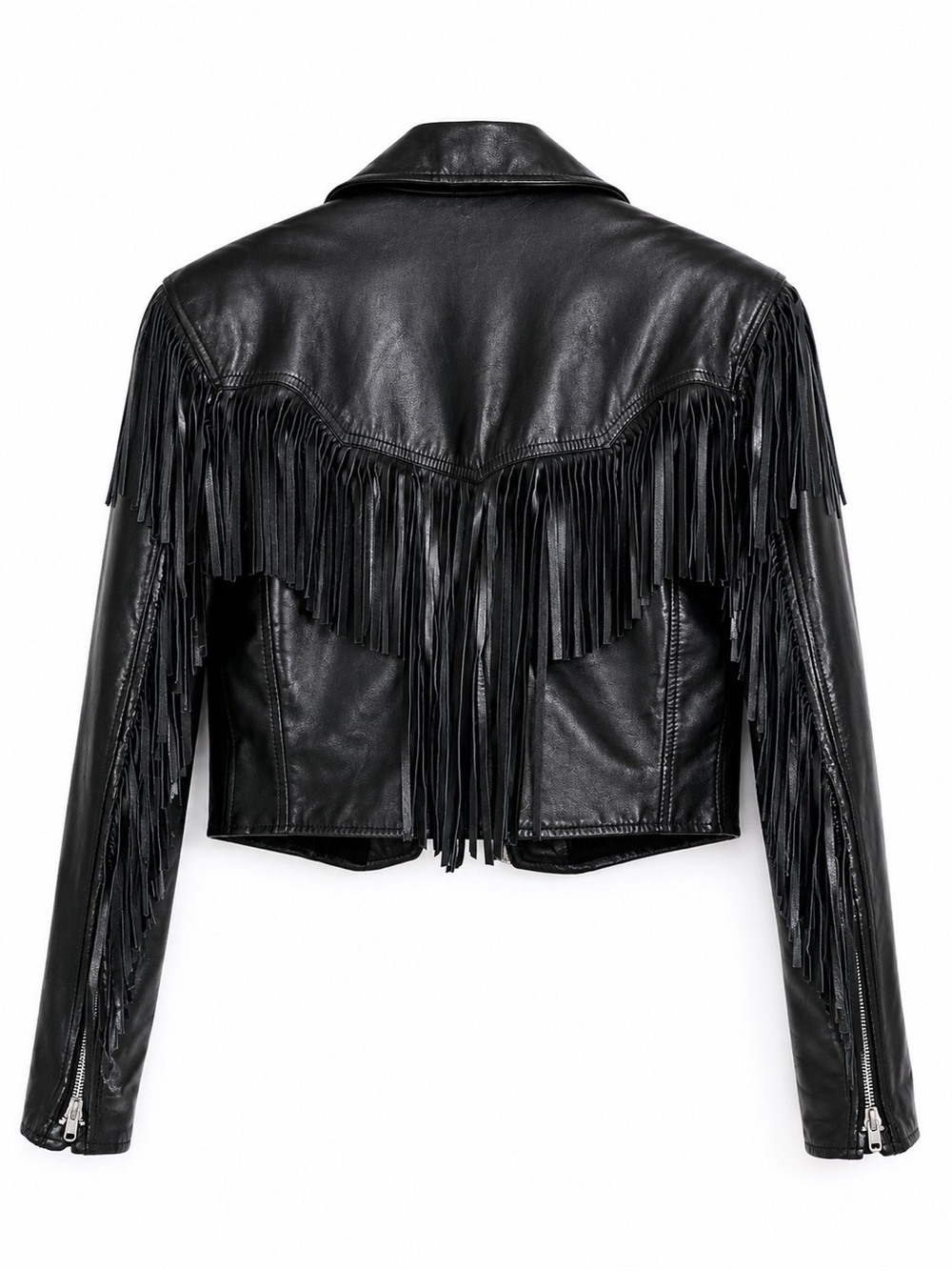 Vintage Fidelity Leathers Fringe Leather Moto Jacket Cropped USA Women’s 10 - Picture 15 of 15